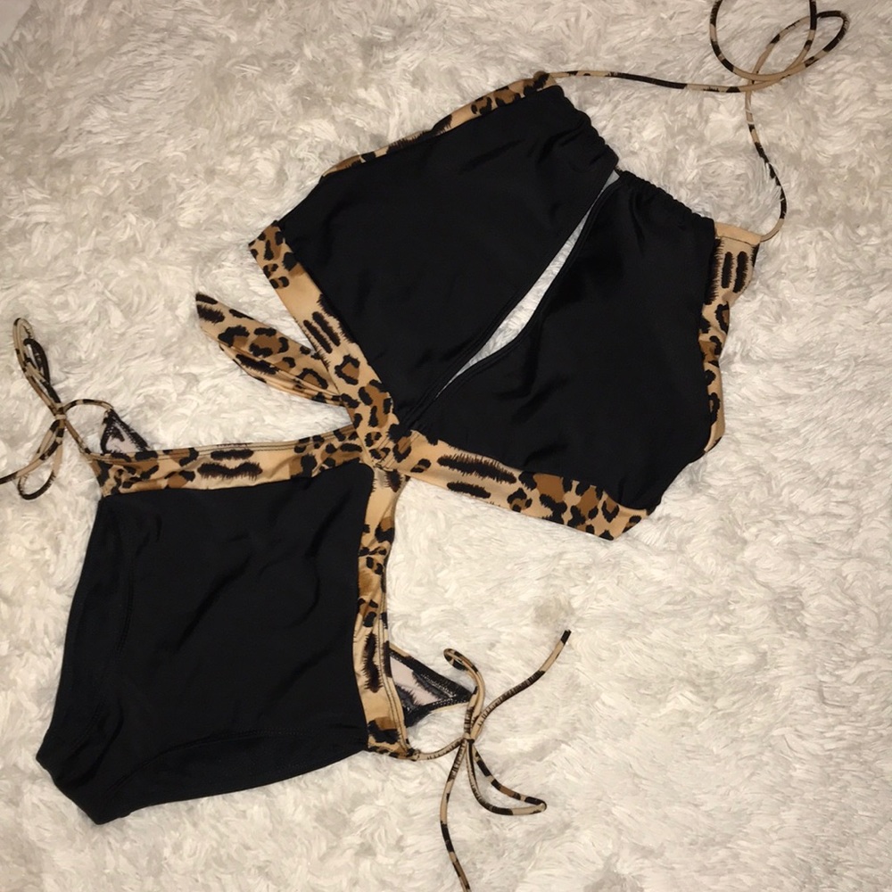Black and Chetah Print Monokini